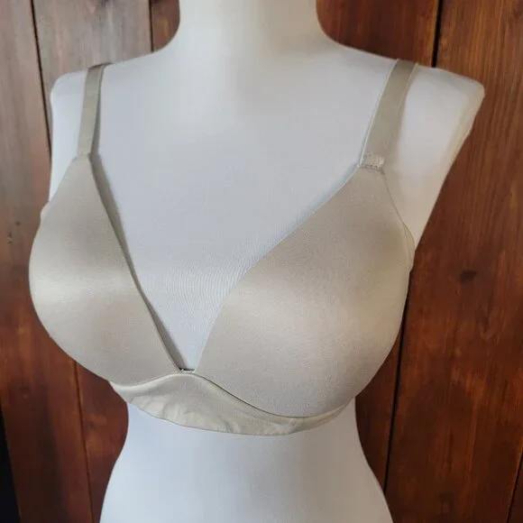 Aerie Real Sunnie Wireless Light Weight Bra 34C Silver Gray Subtle Shimmer Comfy - Picture 2 of 10